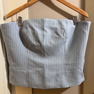 Abercrombie & Fitch Light Blue Pinstripe Tube Top XL